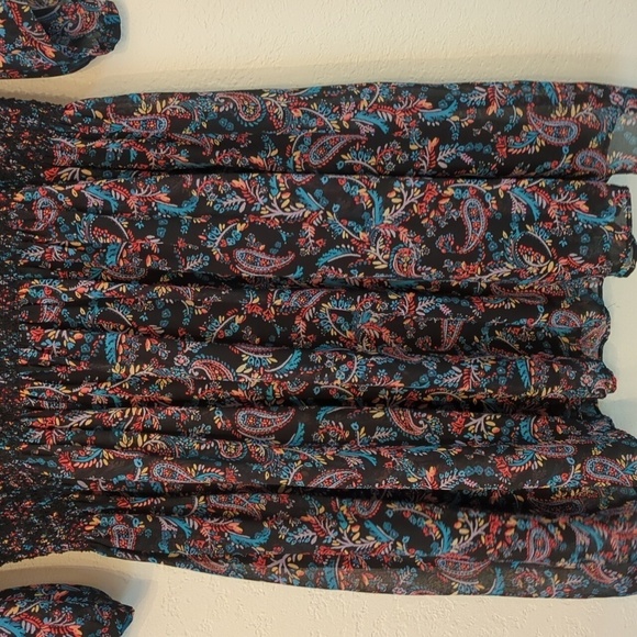 Anthropologie Vanessa Virginia Smocked Waist Long sleeves Sheer Boho Sun dress - Picture 6 of 15